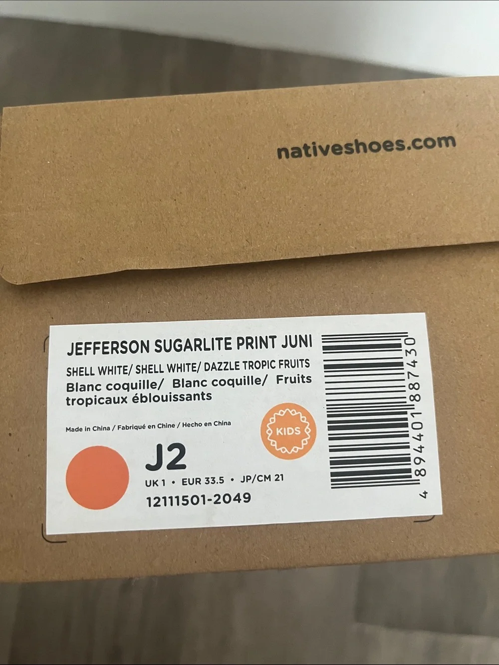 Native Shoes jefferson sugarlite print. White. Kids size 2. New.